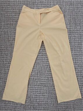 Harve Bernard Stretchy Classic Women's Straight-Leg Pants in Light Yellow, Sz 14